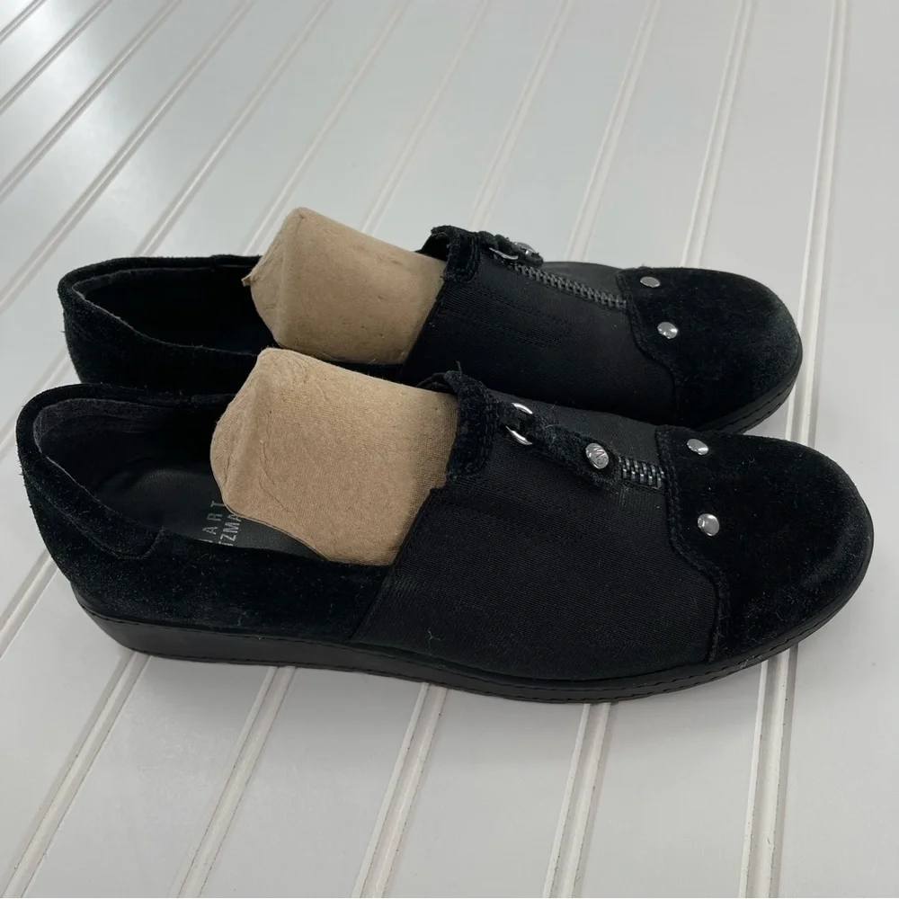 STUART WEITZMAN BLACK GOFORTH SUEDE WEDGE SLIP-ON SIZE 7